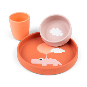Coffret repas en silicone Happy Clouds papaye 