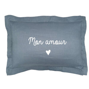 Coussin décoratif "Mon amour" - Bleu 