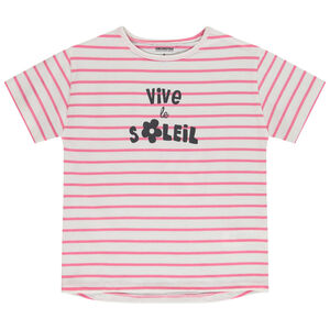 T-shirt manches courtes rayé et printé pour fille 