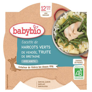 Assiette haricots verts et truite à l'aneth 