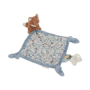 Doudou carré renard imprimé Forest Friends bleu 