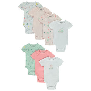 Lot de 7 bodies manches courtes fantaisie pour bébé fille 
