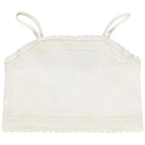 Crop top côtelé à bretelles fines et dentelle pour fille 
