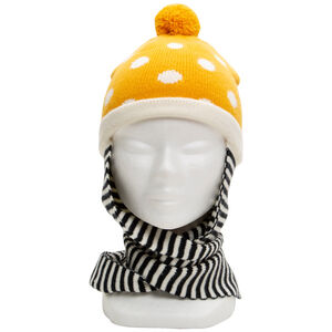 Bonnet écharpe en tricot à pois et rayures en jacquard 