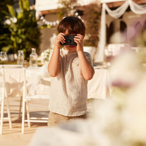 Chemise manches courtes col mao en gaze pour garçon 