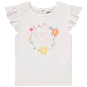 T-shirt manches courtes volantées et print pour bébé fille 