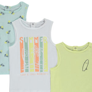 Lot de 5 débardeurs fantaisie en jersey slub pour bébé garçon 