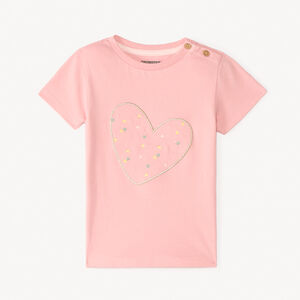 T-shirt manches courtes avec broderie cœur pour bébé fille 