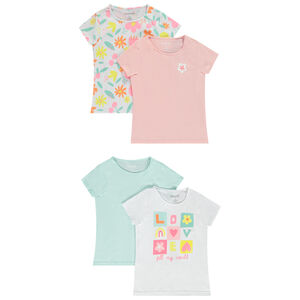 Lot de 4 t-shirt manches courtes fantaisie pour fille 