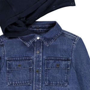 Surchemise en denim brodé et capuche amovible pour garçon 
