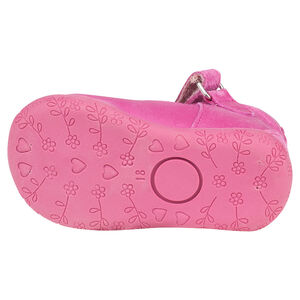Babies en cuir rose avec patch papillon 