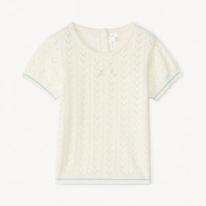 Pull manches courtes en tricot ajouré pour bébé fille 