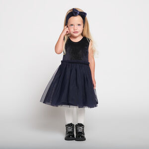 Robe de fête sans manches effet 2 en 1+ bandeau pour bébé fille 