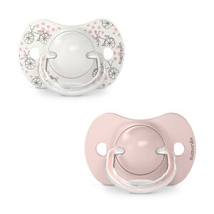 Lot de 2 sucettes silicone SX Pro 0-6M Walk in the park rose Main Lot de 2 sucettes silicone SX Pro 0-6M Walk in the park rose