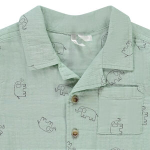 Ensemble 2 pièces double gaze imprimé éléphants pour bébé garçon 