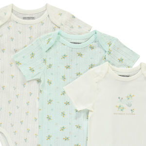 Lot de 5 bodies manches courtes motifs tortues pour bébé fille avec ouvertures différentes selon l'âge 