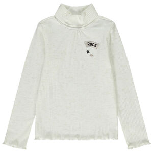 Sous-pull col roulé effet côtelé et patch brodé pour fille 