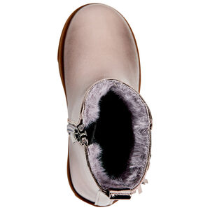 Bottillon gris irisé à zip + boucle avec pompon fantaisie pour fille  