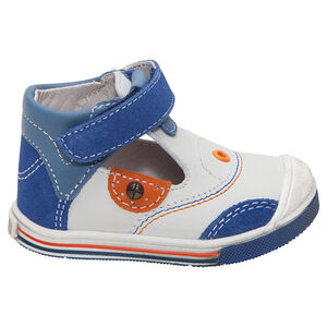 Salomés en cuir avec empiècements contrastés 