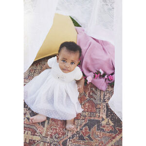 Robe de cérémonie effet 2 en 1 bi-matière pour bébé fille 