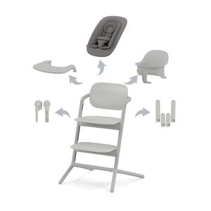 Chaise-haute évolutive Lemo 4 en 1 suede grey 