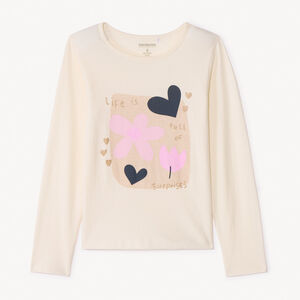 T-shirt manches longues printé à paillettes pour fille 