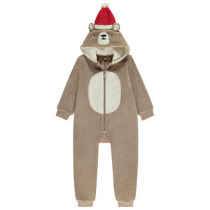 Surpyjama en sherpa ours avec bonnet de Noël pour garçon 
