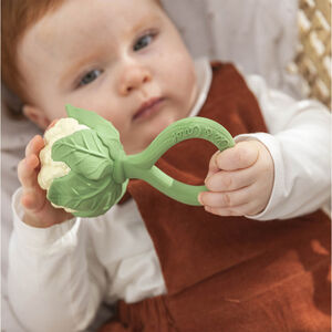 Jouet de dentition et hochet 2 en 1 en caoutchouc chou-fleur 
