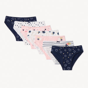 Lot de 7 culottes motifs cœurs/fleurs à paillettes pour fille 
