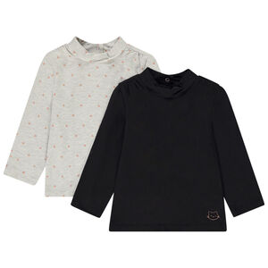 Lot de 2 sous-pulls fantaisie col cheminée pour bébé fille 