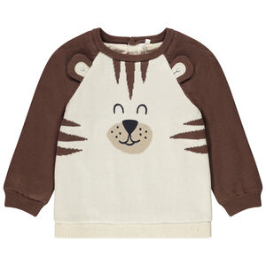 Pull ludique ourson en tricot et doublure en velours pour bébé garçon 