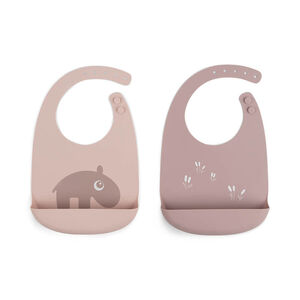 Lot de 2 bavoirs en silicone - Ozzo rose 