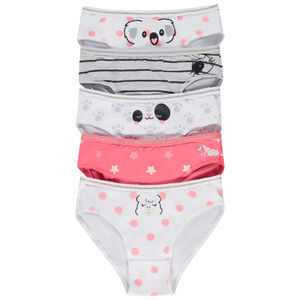 Lot de 5 culottes fantaisie animaux pour fille 