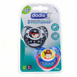 Set de 2 sucettes en silicone Physio 18 mois+ - Pirate / Cowboy 