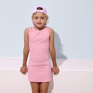 Robe sans manches en jersey côtelé uni pour fille 