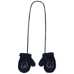 Moufles en sherpa broderie ourson pour bébé garçon 