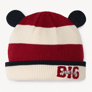 Bonnet ourson en tricot bicolore pour bébé garçon 