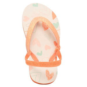 Tongs à bride pailletée imprimé cœurs pour fille avec lanière selon l'âge 