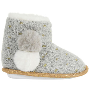Chaussons bottes avec pompons pour bébé fille 