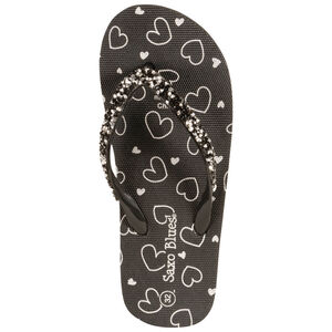 Tongs imprimé cœurs et bride à strass pour fille avec lanière selon l'âge 