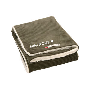 Couverture en velours côtelé 70 x 90 cm "Mini nous" kaki 