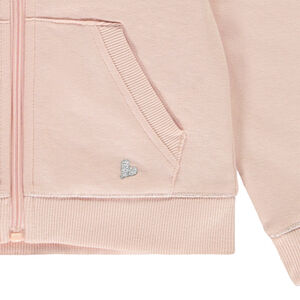 Gilet uni avec capuches et poche + cœur brodé pour fille 