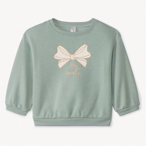 Sweat uni en molleton print love pour bébé fille 