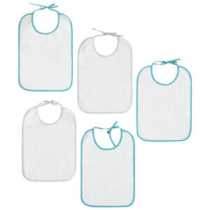 Lot de 5 bavoirs en éponge finition biais contrasté  