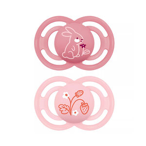 Lot de 2 sucettes silicone Perfect 18M+ animaux (modèle aléatoire) 