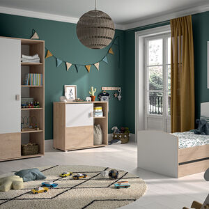 Lit transformable 70x140- Emma - chêne blond et blanc 