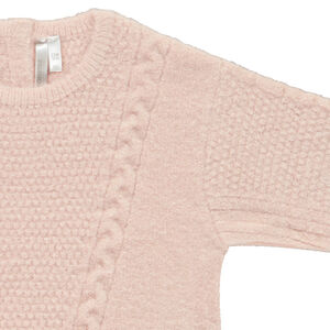 Pull uni rose en tricot multipoint pour bébé fille 