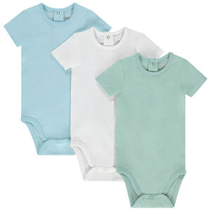 Lot de 3 bodys manches courtes unis pour bébé garçon 