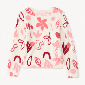 Pull manches longues en tricot digital print pour fille  