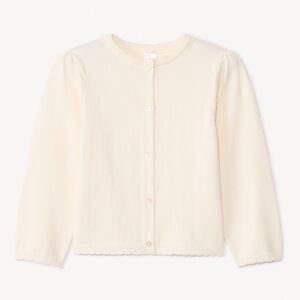 Gilet en tricot uni festonné pour bébé fille 